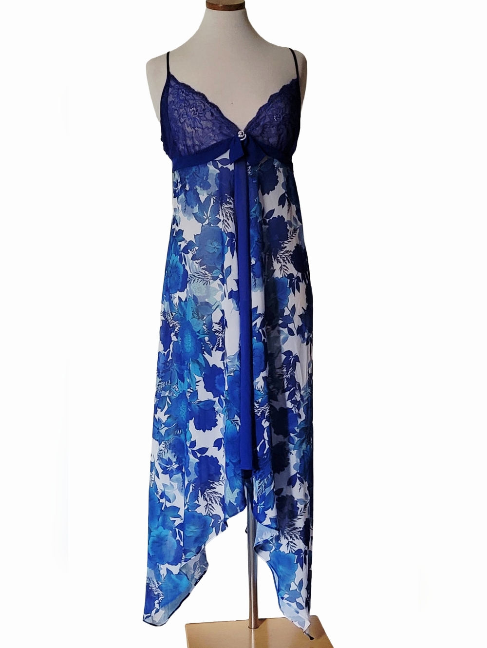 Nayomi Chiffon Floral Lace Asymetrical See Through Ladies Night Out Date Dress